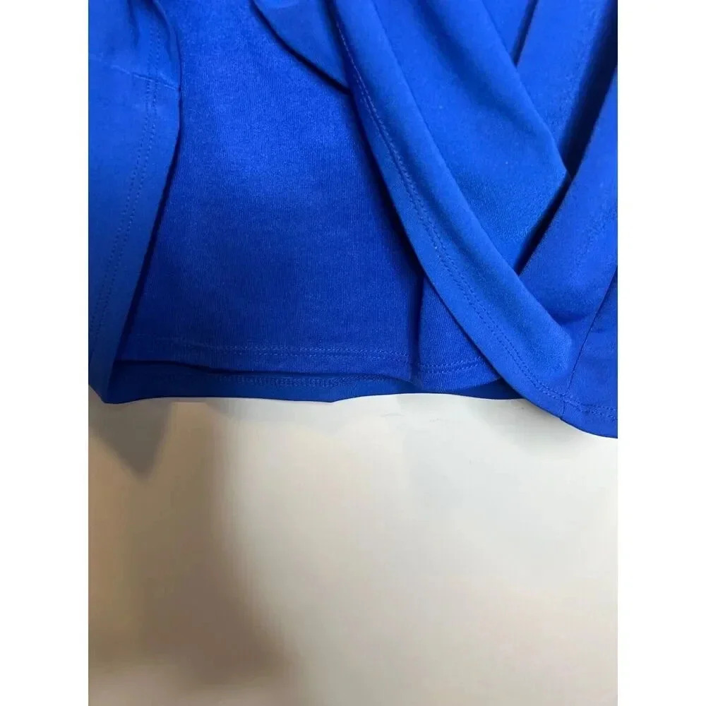 Worthington pencil midi dress slinky royal blue ruched sleeveless size 4 MED - Picture 4 of 6